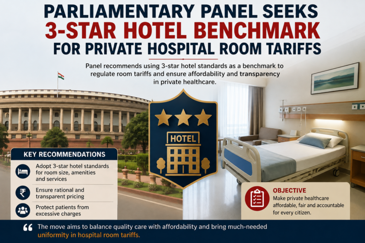 Parliamentary Panel Seeks 3-Star Hotel Benchmark for Private Hospital Room Tariffs