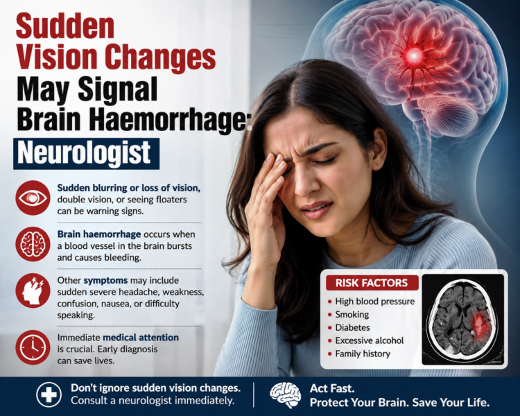 Sudden vision changes may signal brain haemorrhage: Neurologist